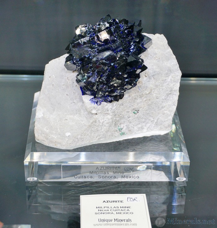 Exceptional Azurite Crystals on Limestone Matrix, Milpillas Mine, Sonora, Mexico