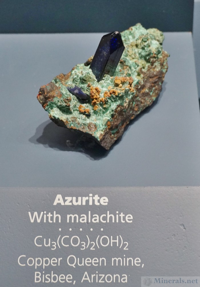 Prismatic Azurite Crystal from the Copper Queen Mine, Bisbee, Arizona