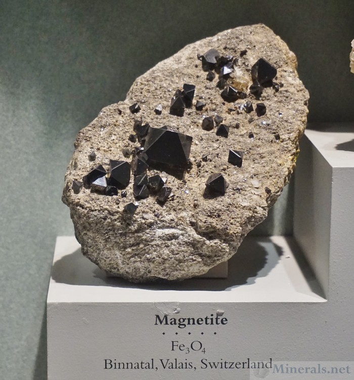 Magnetite Octahedrons in Matrix from Binnantal, Valais, Switzerland