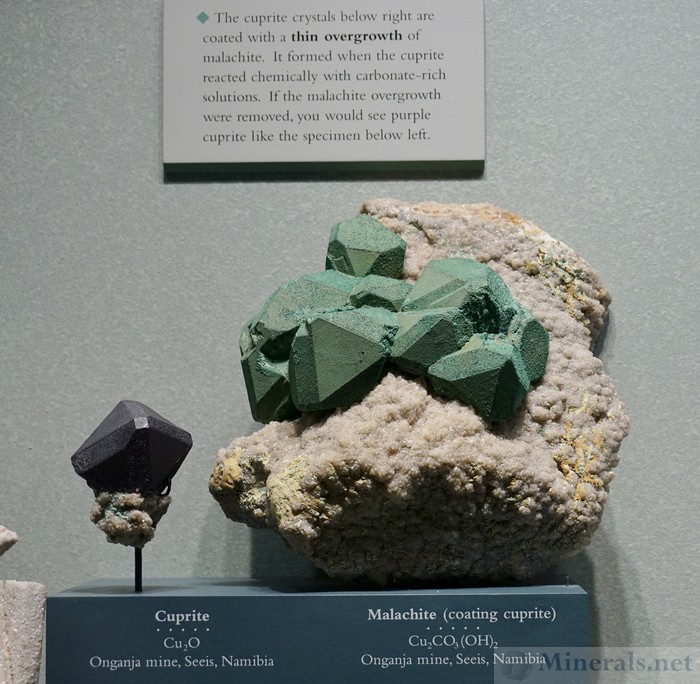 Cuprite with Malachite Coating from the Onganja Mine, Seeis, Namibia