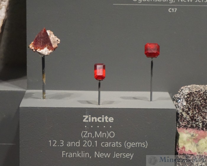 Zincite Crystals and Cut Gems from Franklin, New Jersey