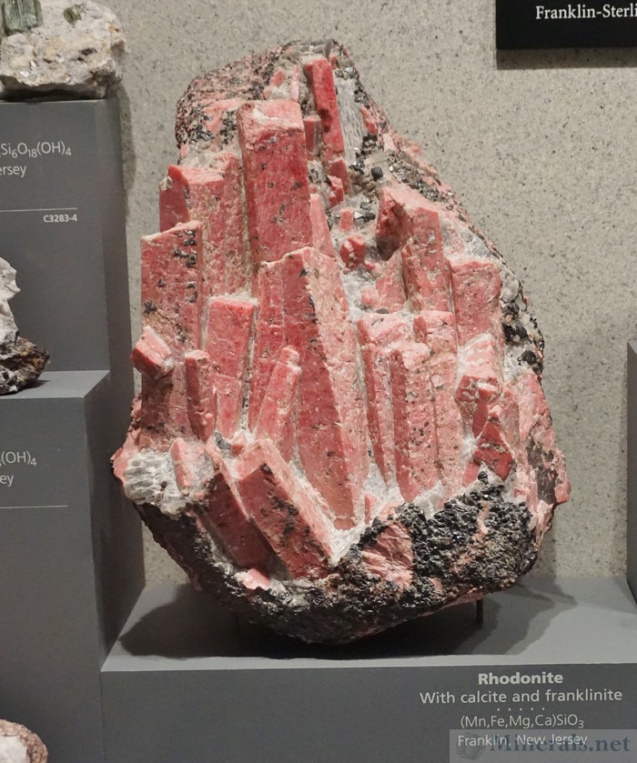 Rhodonite with Calcite & Franklinite from Franklin, New Jersey