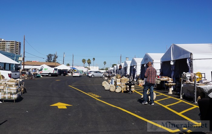 Rows of Moroccan Dealers in Tents Tucson Minerals