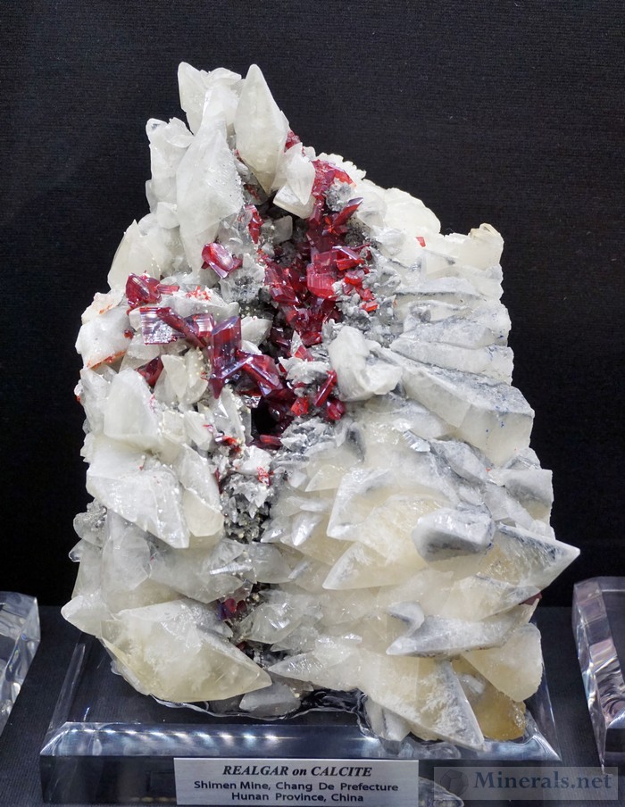 Realgar on Calcite from the Shimen Mine, Hunan Province, China