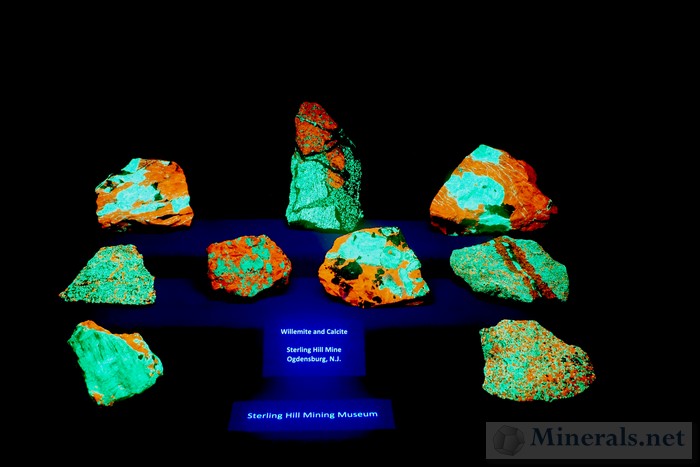 Fluorescent Minerals from the Sterling Hill Mining Museum NJ