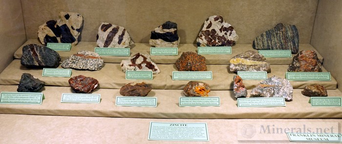 Zincite Case from the Franklin Mineral Museum