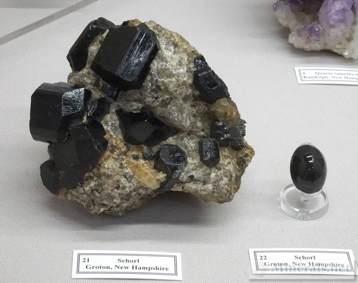 Schorl Tourmaline Crystals and Gem from Groton, NH