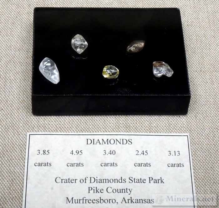 Diamonds from Crater of Diamonds State Park, Murfreesboro, AR Matilda and Karl Pfeffer Museum