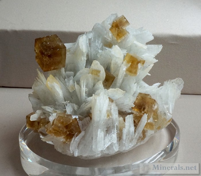 Yellow Fluorite on Calcite from Clay Center, OH Donald K. Olson