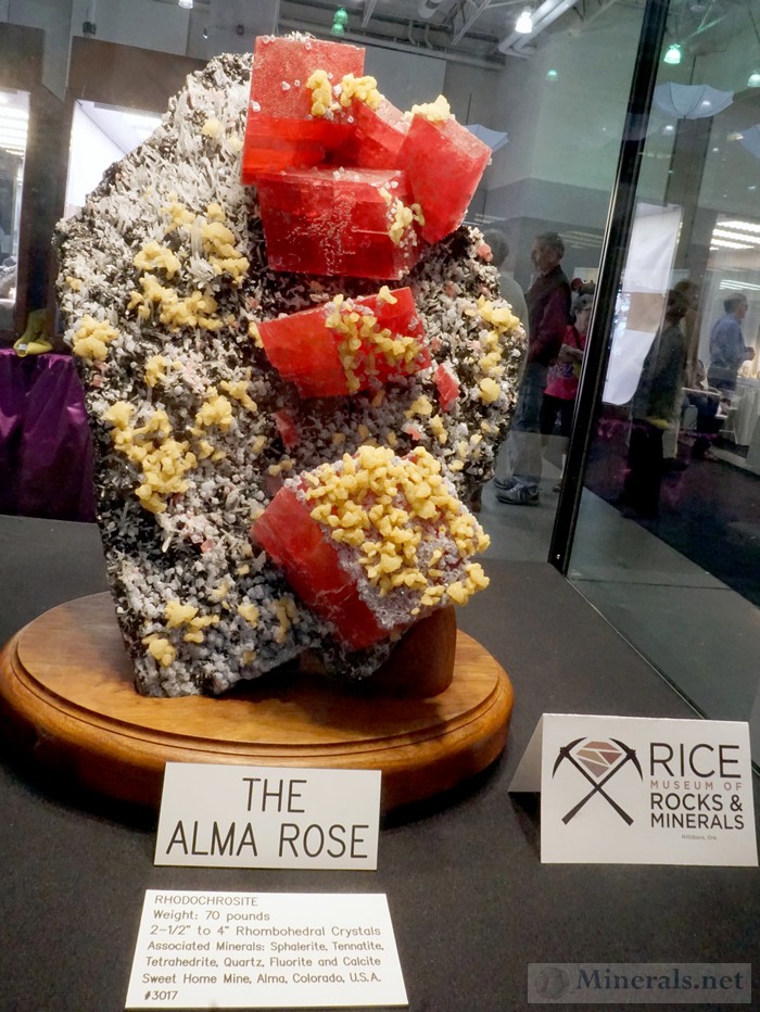 The Alma Rose - Grouping of Giant Rhodochrosite Crystals from Alma, CO Rice Museum of Rocks & Minerals