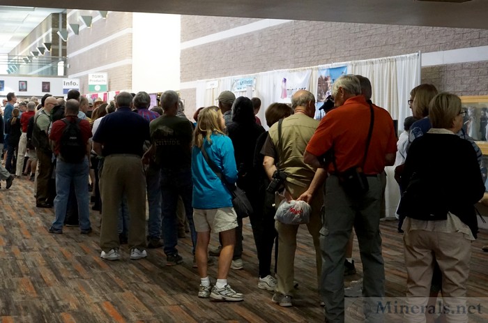 The Line of People Waiting to get into the Tucson Gem and Mineral Show® at Prior to Opening