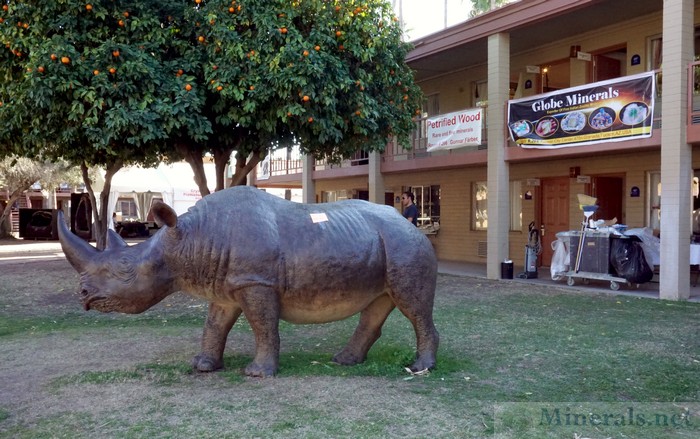 Rhinoceros Replica and Oranges Trees in the HTCC Courtyard