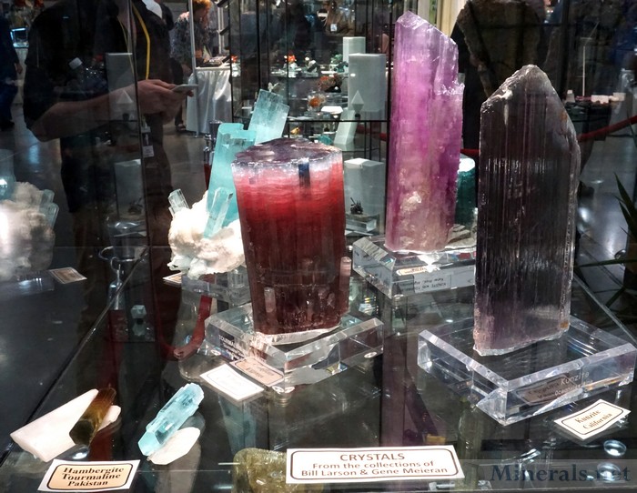 Large Gem Crystals (Tourmaline, Kunzite, Aquamarine, and Hambergite), Collections of Bill Larson and Gene Meieran