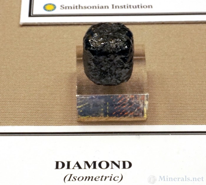 Dark Gray Cubic Diamond from South Africa, Museum Gift of Washington Roebling, Smithsonian Institution National Museum of Natural History