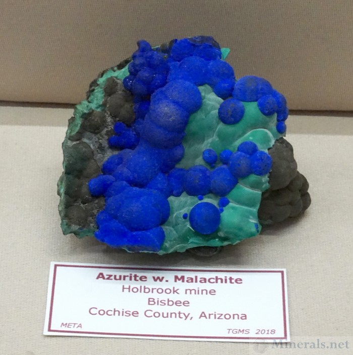 Azurite with Malachite from the Holbrook Mine, Bisbee, Arizona, META (Mineral Enthusiasts of the Tucson Area)