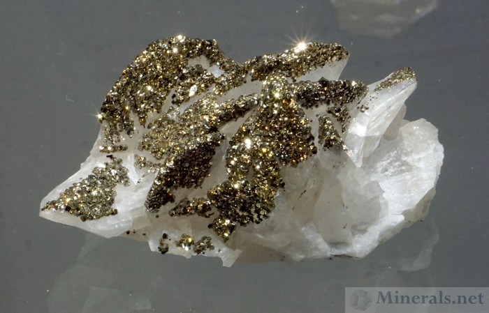 Pyrite on Calcite from the Pogo Mine, Southeast Fairbanks Borough, Alaska, Dave Bunk Minerals