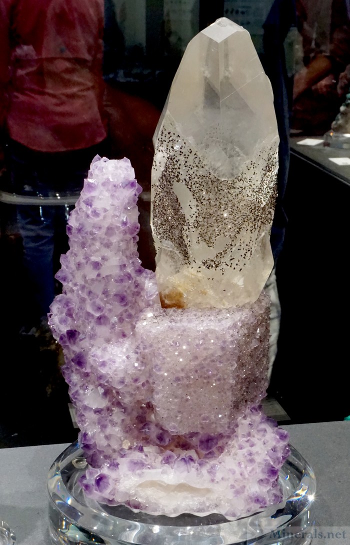 Calcite Crystal on Amethyst from Artigas, Uruguay
