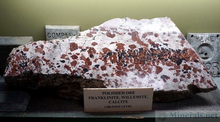 Polished Ore of Franklinite, Willemite, and Calcite