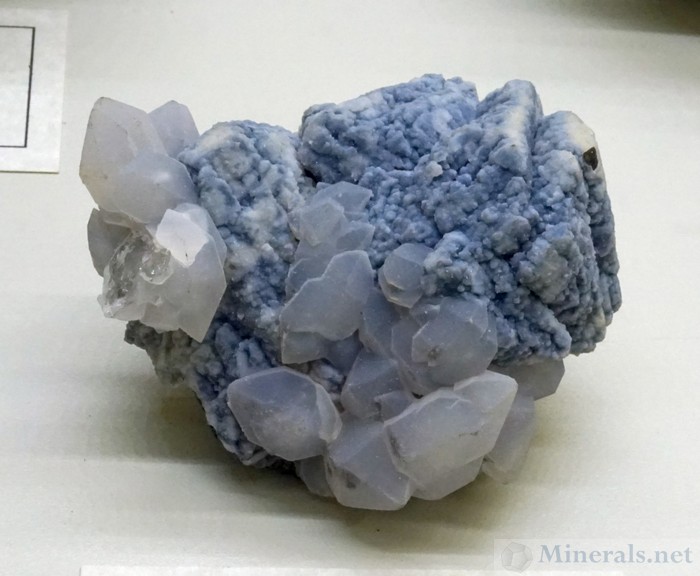 Blue Chalcedony over Sphalerite with Frosty Quartz from the El Mochito Mine, Santa Barbara Dept, Honduras