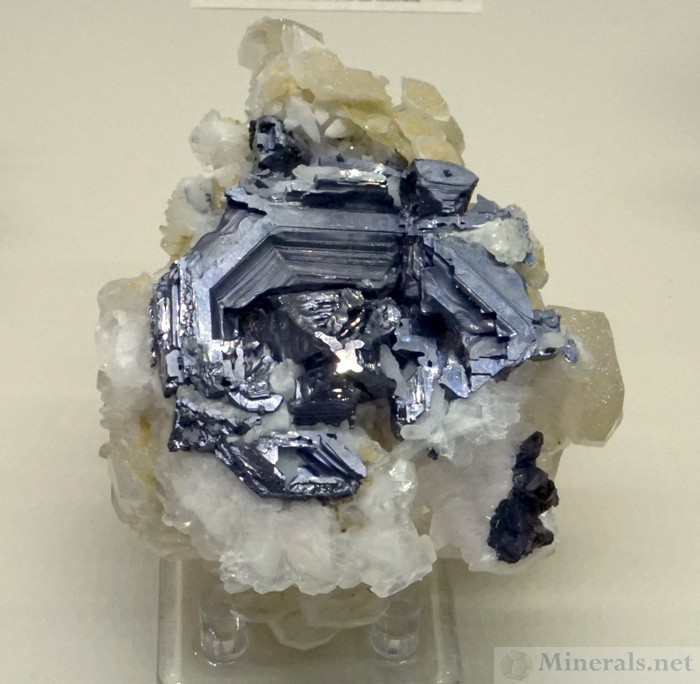 Hoppered Galena Crystals with Calcite from the 2nd Sovietsky Mine, Dal'nergorsk, Russia