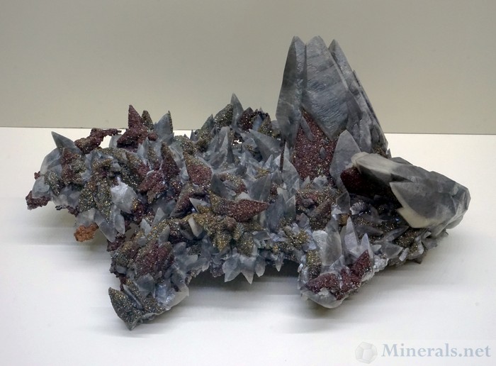 Large Calcite Crystals with Iridescent Marcasite from the Brushy Creek Mine, Greely, Missouri