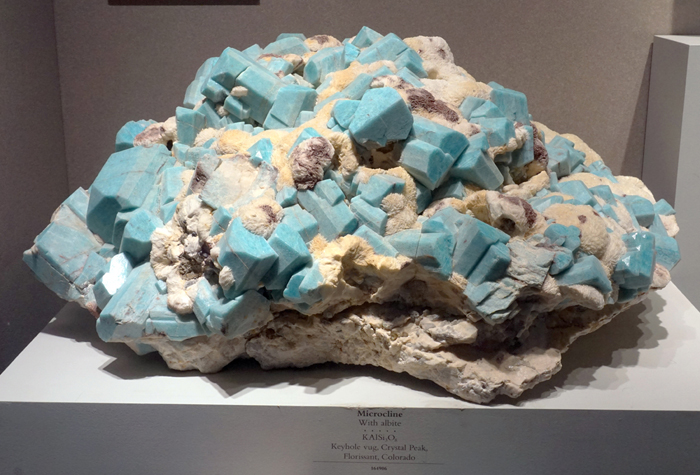Microcline var. Amazonite with Albite from the Keyhole Vug, Crystal Peak, Florrisant, Colorado