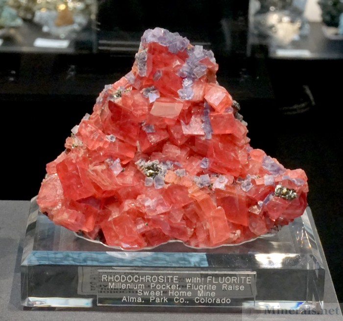 Rhodochrosite with Fluorite from the Millenium Pocket, Sweet Home Mine, Alma, Colorado