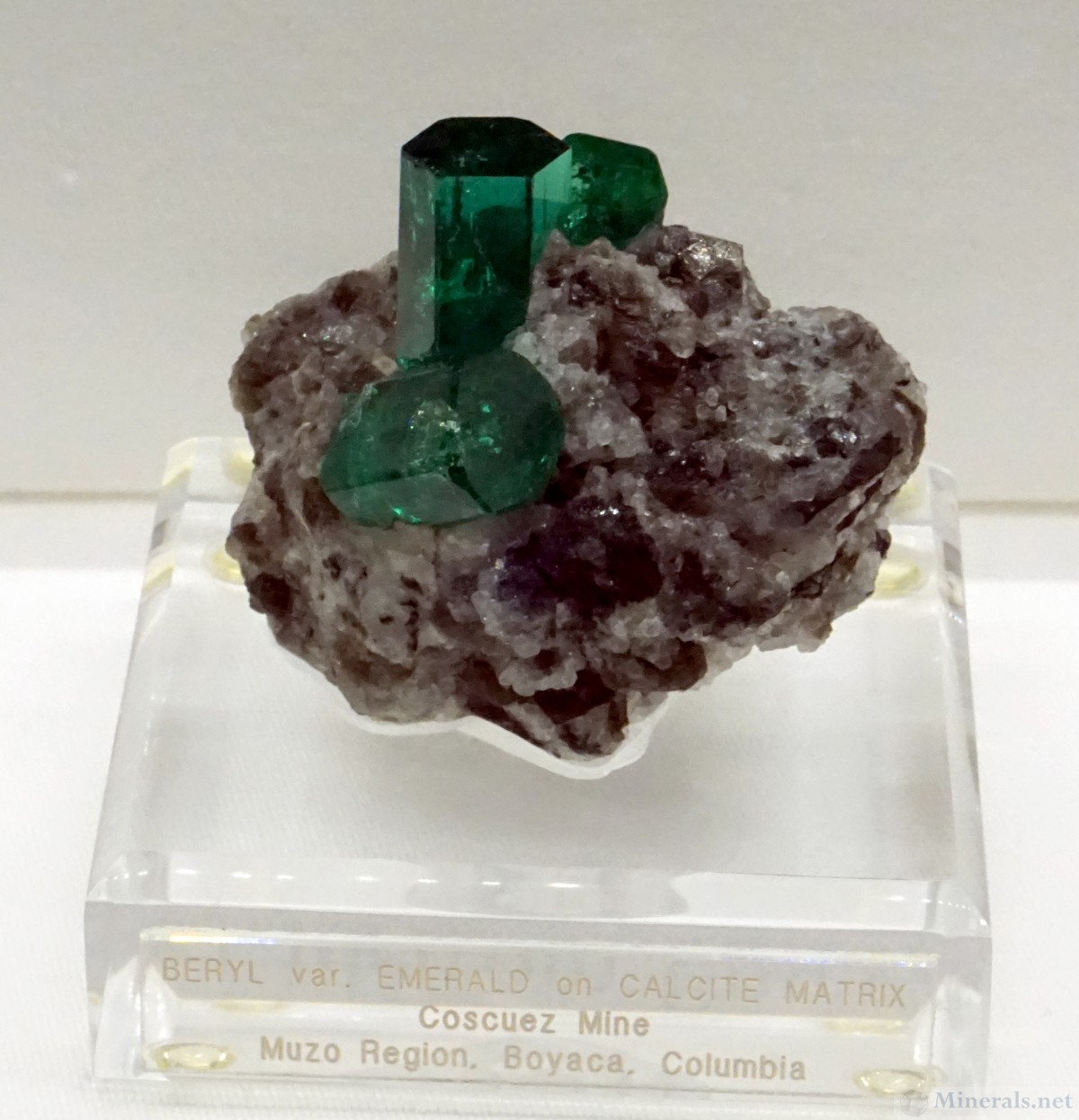 Emerald on Calcite Matrix from the Coscuez Mine, Boyaca, Colombia