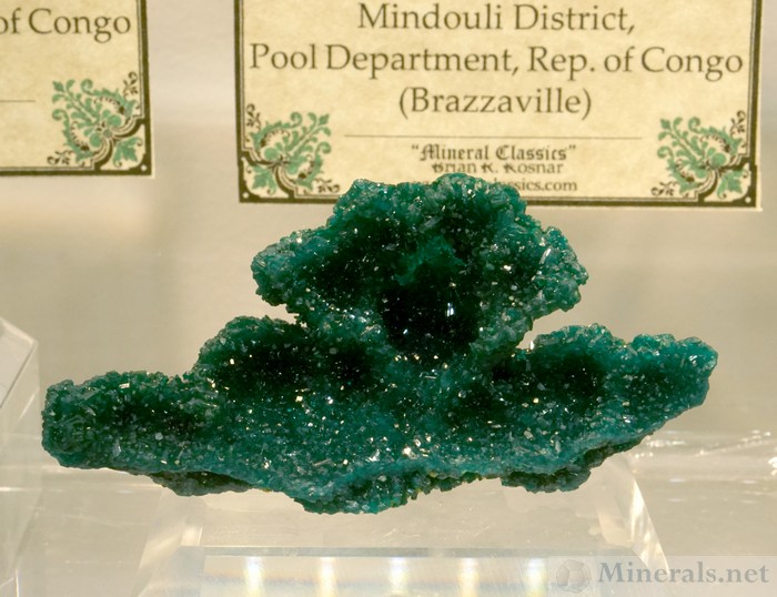 Drusy Dioptase Crystals from the Mpita Mine, Kimbedi, Mindouli District, Rep. of Congo, Mineral Classics