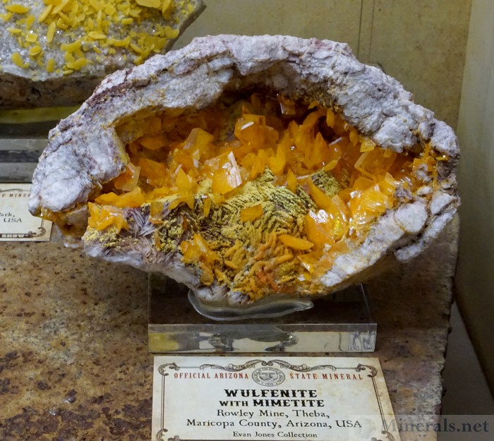 Wulfenite and Mimetite from the Rowley Mine, Maricopa Co., Arizona, Evan Jones Collection