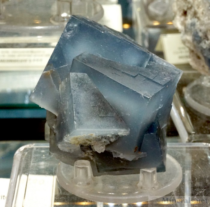 Penetrating Blue Fluorite Crystals from Monte San Calogero, Termini Imerese, Italy, Webminerals