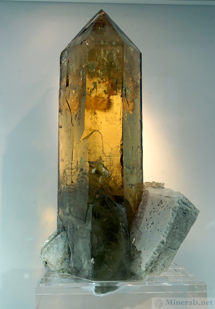 Large, Natural Citrine Crystal on Feldspar, Unlabeled Locality, William Johnson, Natural Creations Minerals