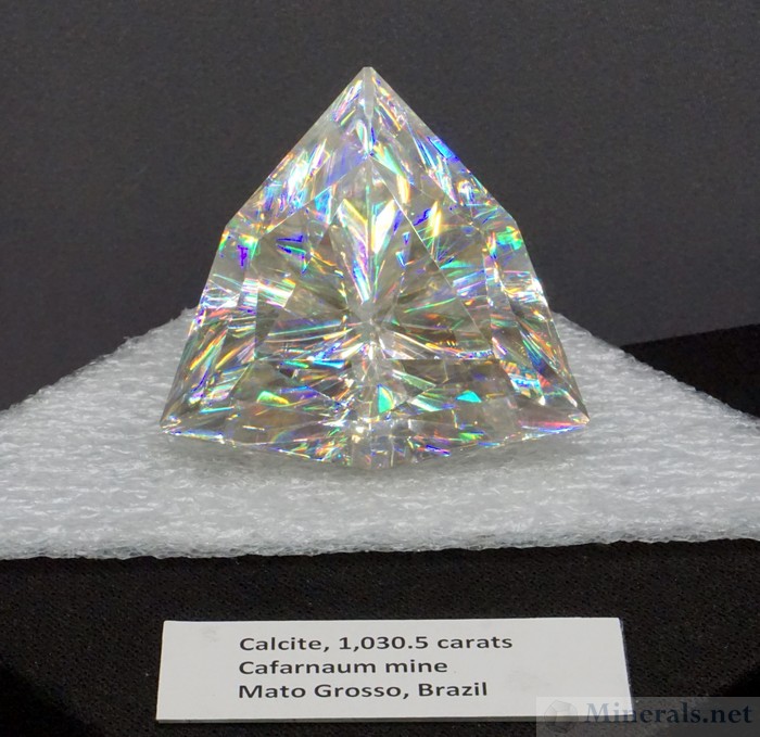 Calcite Faceted Gem, 1,030.5 carats with Intense Dispersion, from Mato Grosso, Brazil - Cincinnati Museum Center