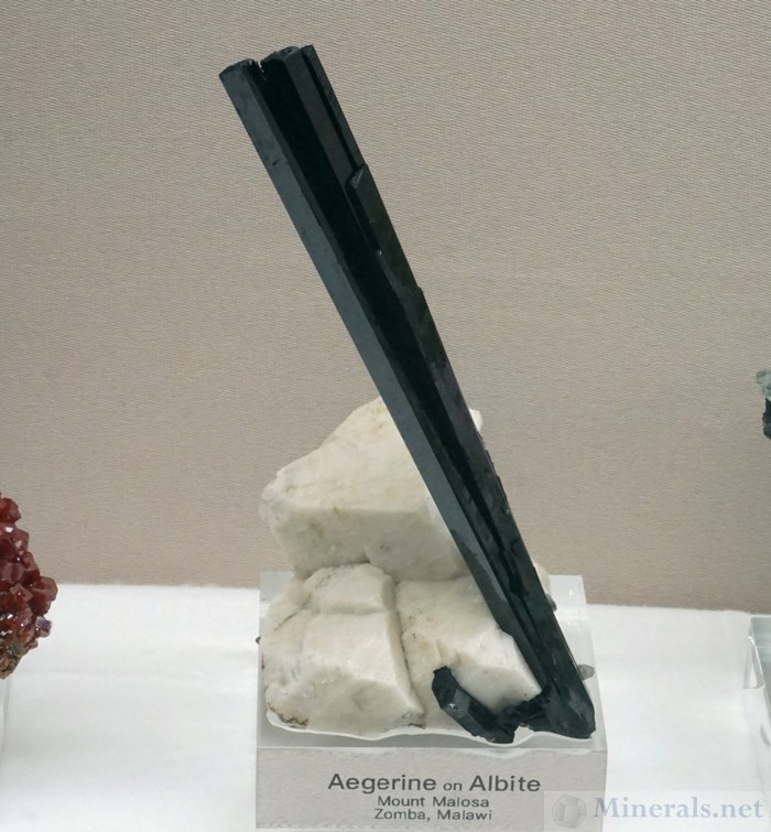 Aegirine on Albite from Mount Malosa, Zomba, Malawi - Smithsonian Institute National Museum of Natural History - Bruce Carter, Board Member of the Rice NW Museum of Rocks and Minerals