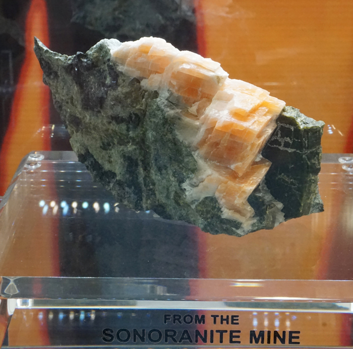 Salmon Calcite with Pyroxene