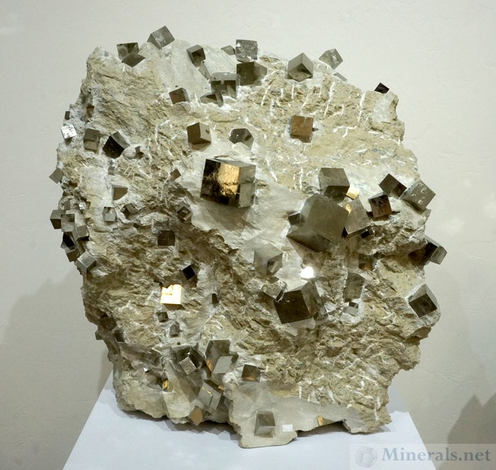 Large Specimen of Pyrite Cubes on Matrix from Navajun, Spain, Pyritas de Navajun
