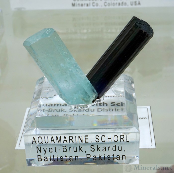 Aquamarine and Schrol V-Shaped Combination, from Nyet-Bruk Skardu, Pakistan, Barnett Fine Minerals