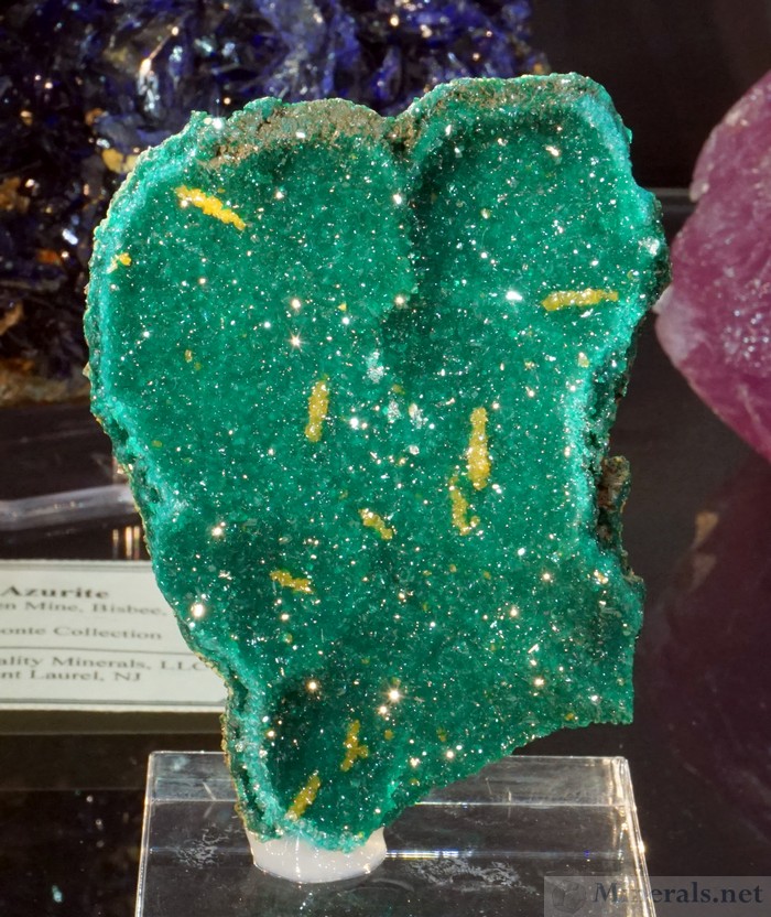 Wulfenite on Dioptase from Mindouli, Pool Department, D.R. Congo, Alan's Quality Minerals