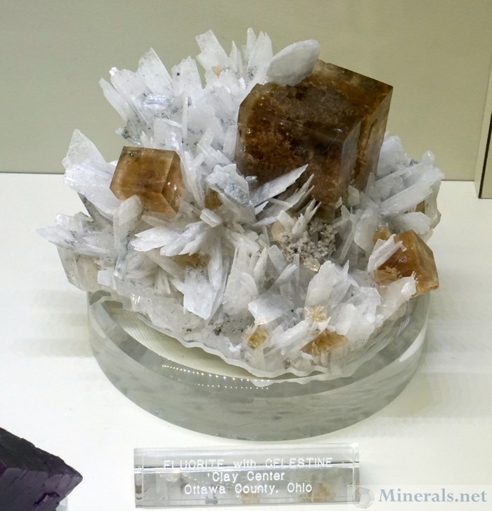 Brown Fluorite Cubes with Celestine from Clay Center, Ohio - Jim Gebel Collection