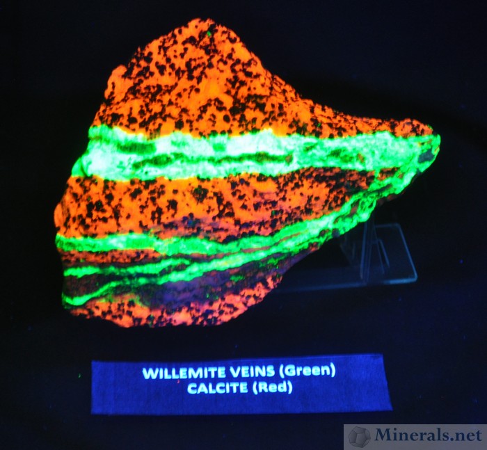 Fluorescent Willemite Vein in Calcite
