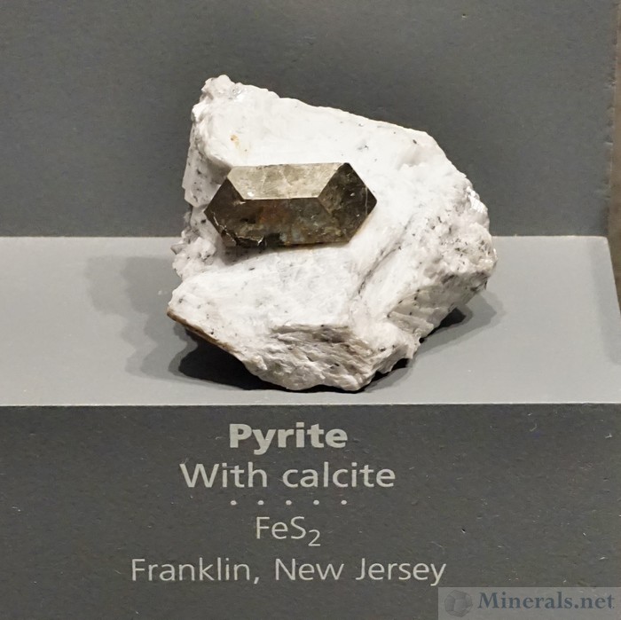 Complex Pyrite Crystal in Calcite from Franklin, New Jersey