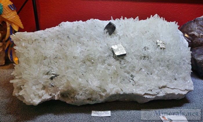 Pyrite Cubes in a Quartz% Crystal Mass Mundo Nuevo Mine, Peru
