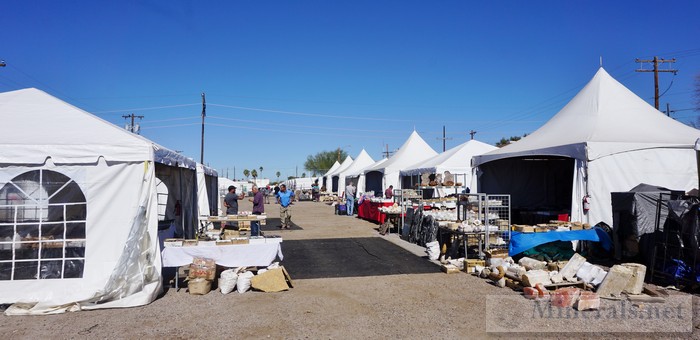 Rows of Moroccan Dealers in Tents Tucson Minerals