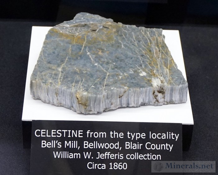 Fibrous Celestine from the type locality of Bell's Mill, Bellwood, Blair Co., Pennsylvania Carnegie Museum of Natural History