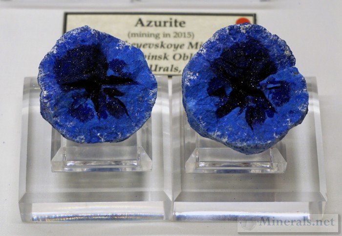 Azurite Nodule Pair from the Mikheyevskoyew Mine, Chelyabinsk Oblast, Southern Urals, Russia Fersman Mineralogical Museum Collection (Moscow