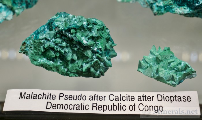 Malachite Pseudo after Calcite after Dioptase from the DR Congo