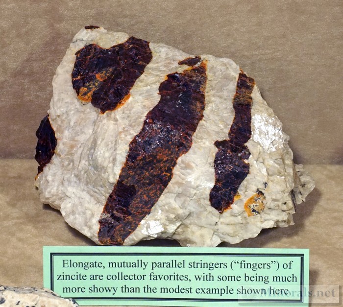 Parallel Fingers of Zincite in Calcite
