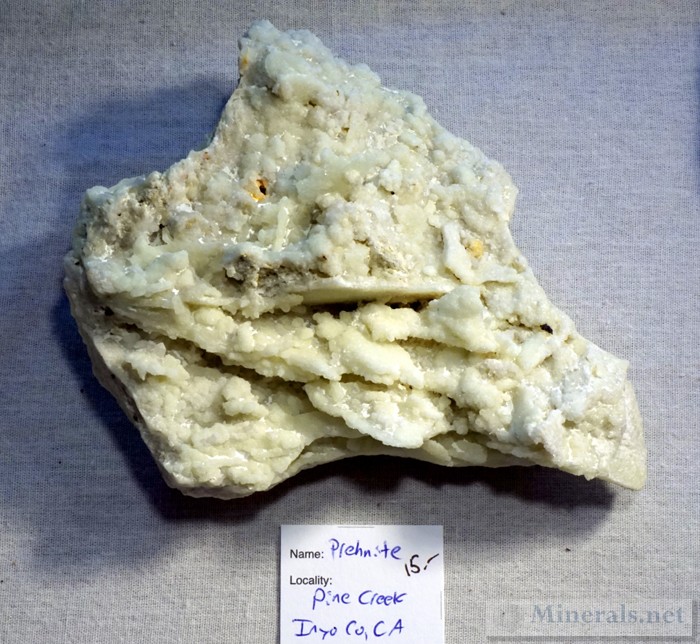Prehnite from Pine Creek, Inyo Co., California. Now in the Hershel Friedman Collection.