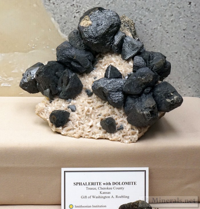 Sphalerite with Dolomite from Treece, KS Smithsonian Institution Museum of Natural History