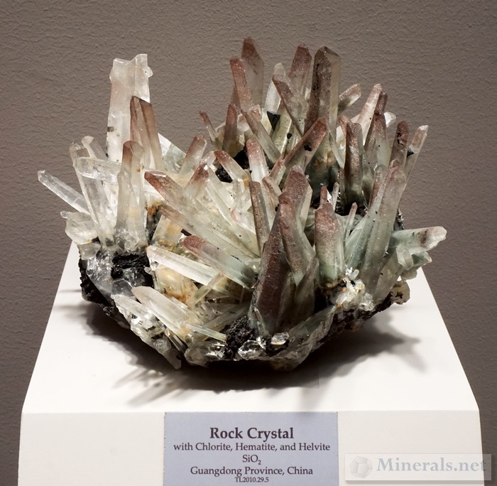 Elongated Quartz Crystals with Reddish Hematite Coating